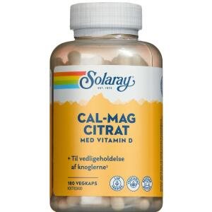Solaray Cal-Mag Citrat + D-Vitamin, 180 stk (Udløb: 01/2026)